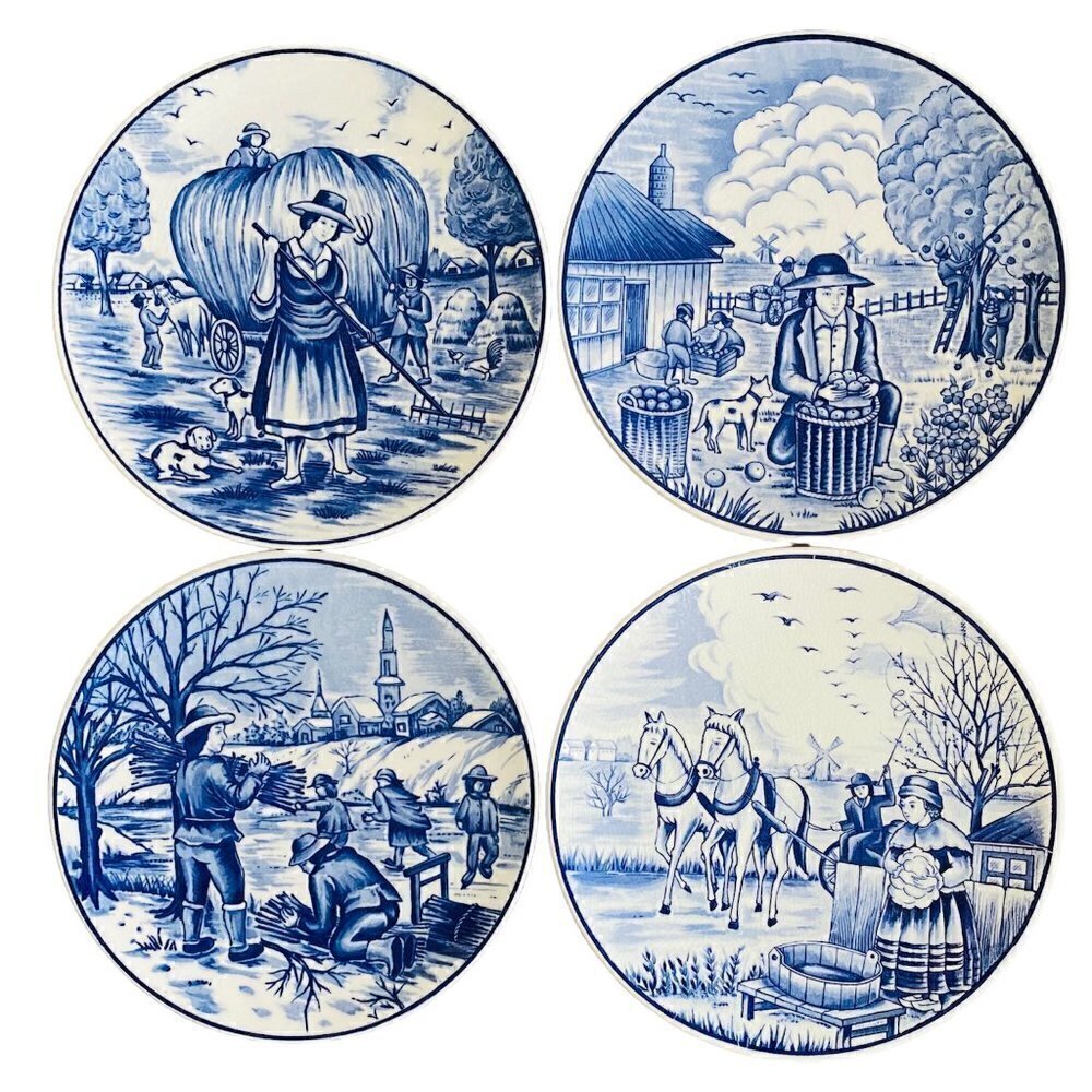 Royal Delft Vintage 1950's 4 Seasons Hanging Wall Plate​​​​​​​​​​​​​​​​​